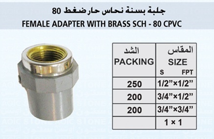 FEMALE ADAPTER WITH BRASS – SCH-80 CPVC