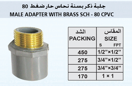 MALE ADAPTER WITH BRASS – SCH-80 CPVC